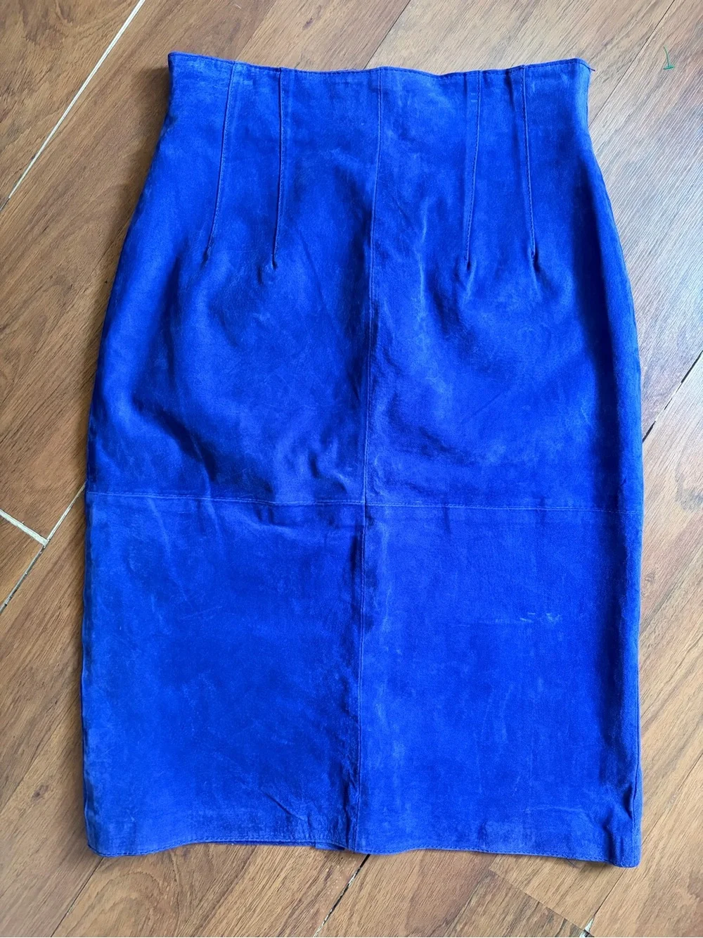 Vtg 80s cobalt blue suede skirt set NOS